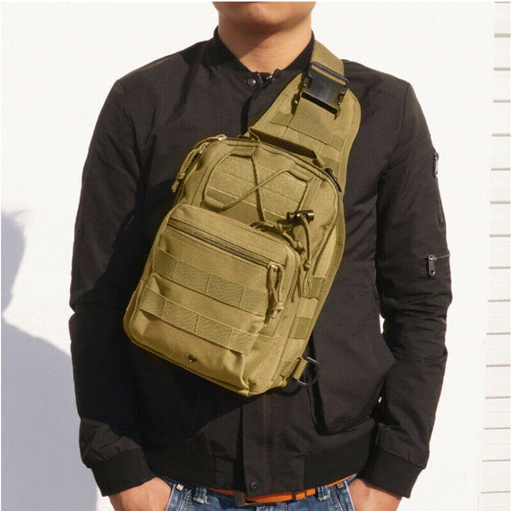 Men Backpack Molle Tactical Sling Chest Pack Shoulder Bag Outdoor Hiking Travel