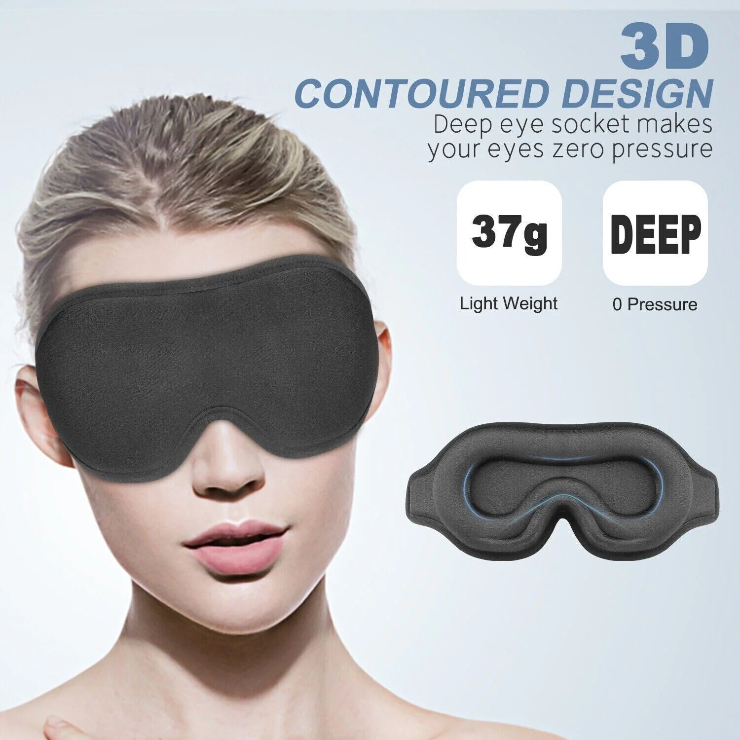 Premium 3D Sleep Mask for Men & Women Eye Mask for Sleeping Blindfold Travel Accessories