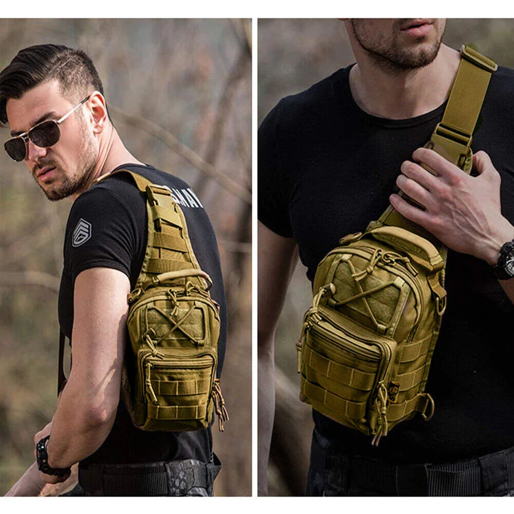 Men Backpack Molle Tactical Sling Chest Pack Shoulder Bag Outdoor Hiking Travel