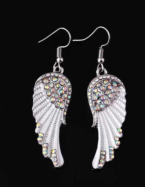 Load image into Gallery viewer, Rhinestone Angel Wings Dangle Earrings - Fine Jewelry for Women and Girls
