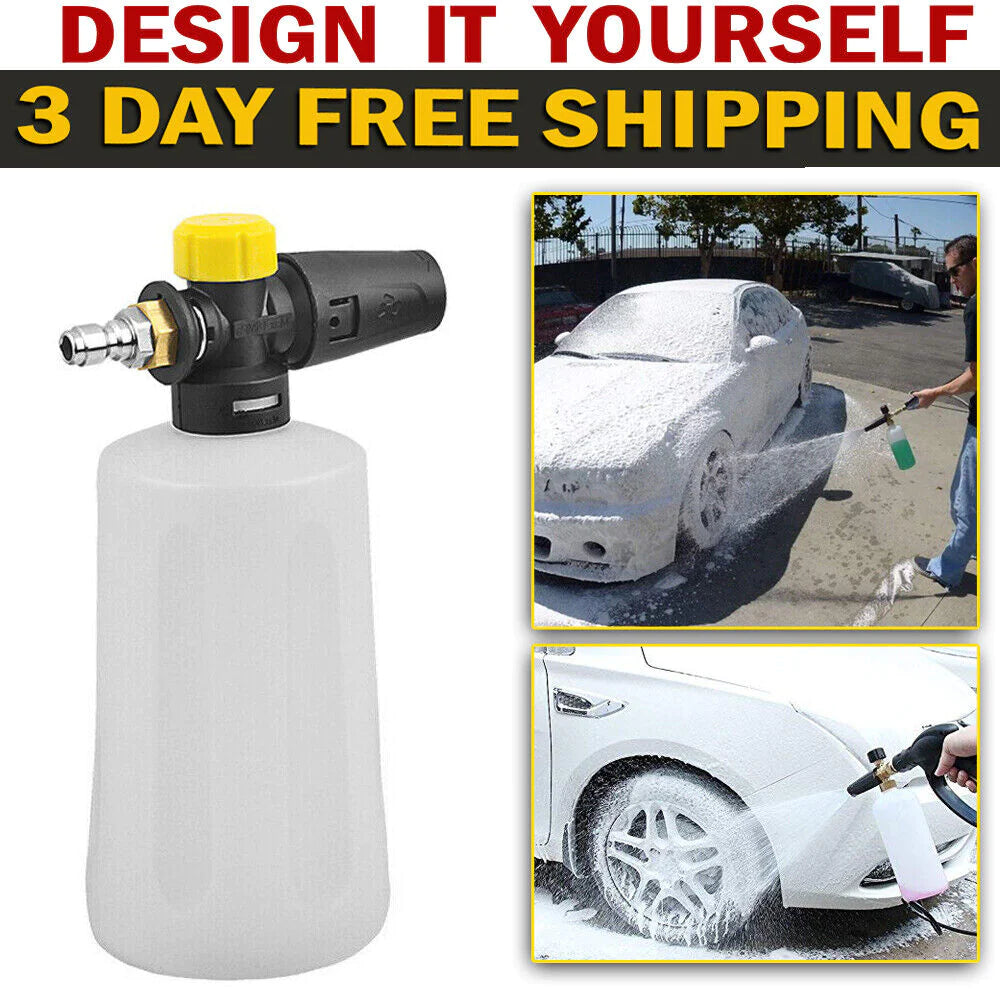 Car Washing Snow Foam Cannon Lance Pressure Washer Spray Gun Adjust Soap Bottle