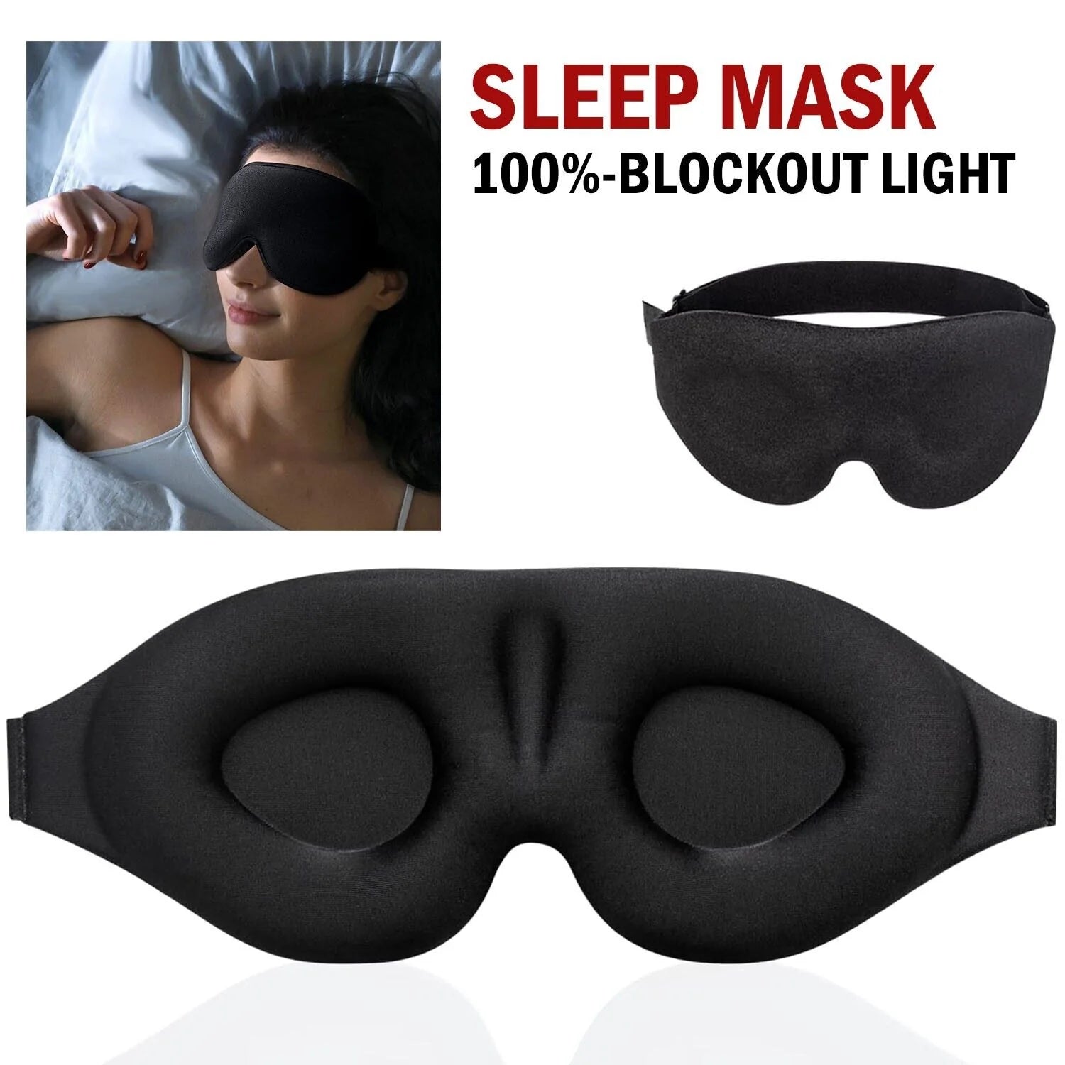 Premium 3D Sleep Mask for Men & Women Eye Mask for Sleeping Blindfold Travel Accessories