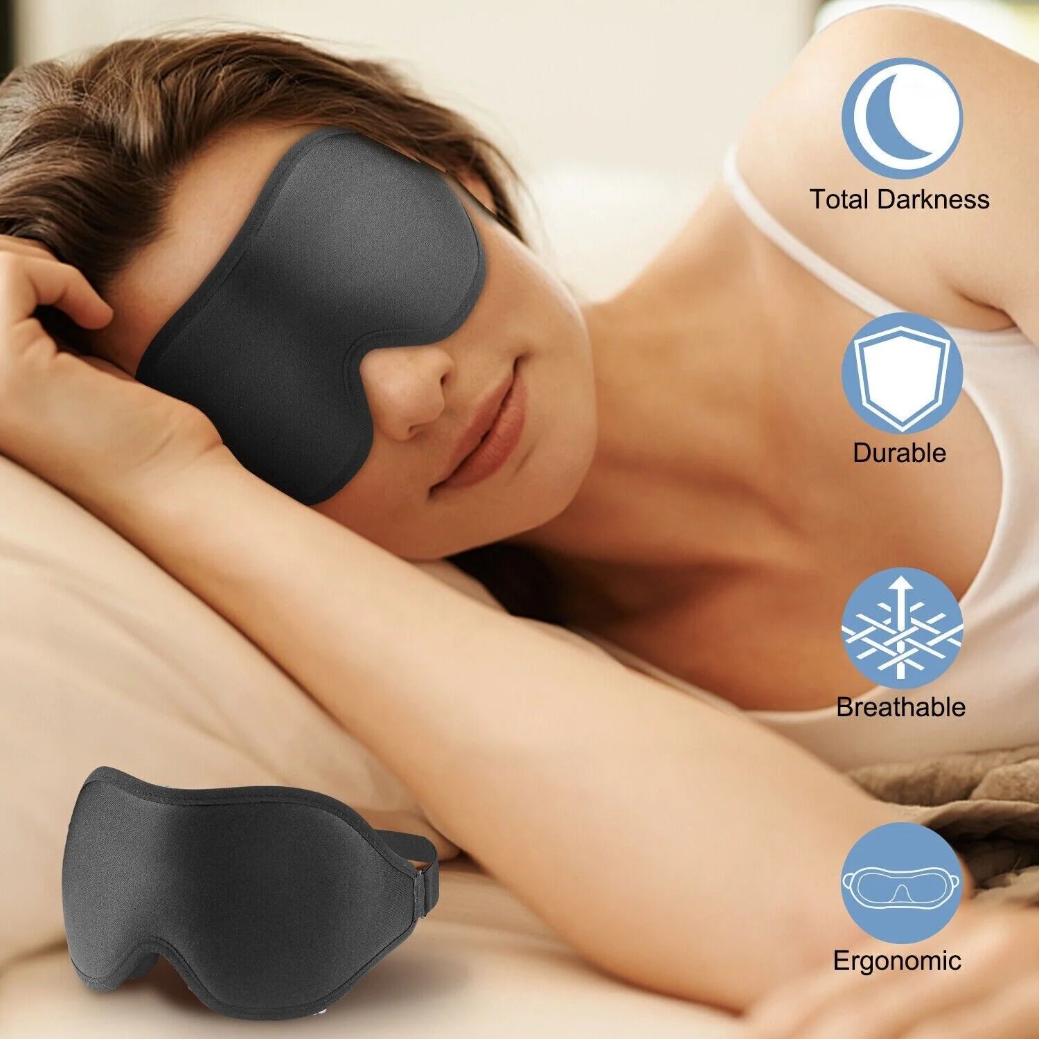 Premium 3D Sleep Mask for Men & Women Eye Mask for Sleeping Blindfold Travel Accessories