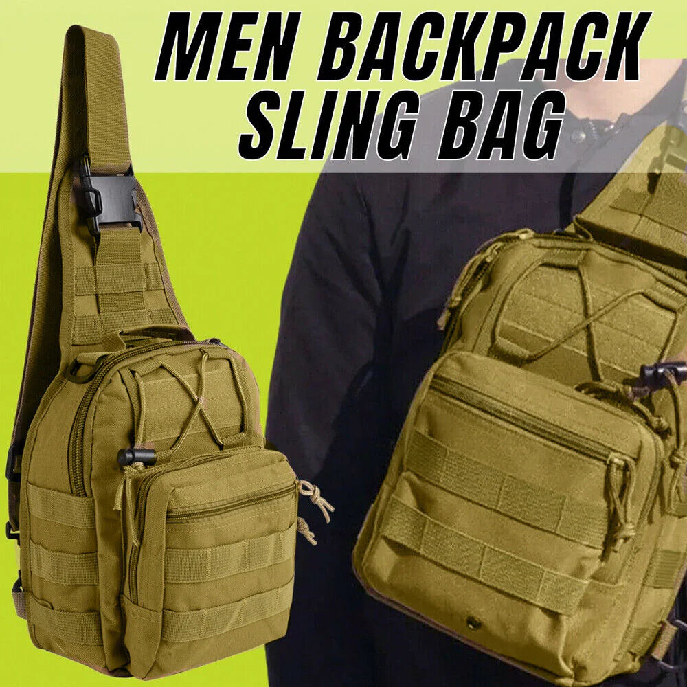 Men Backpack Molle Tactical Sling Chest Pack Shoulder Bag Outdoor Hiking Travel