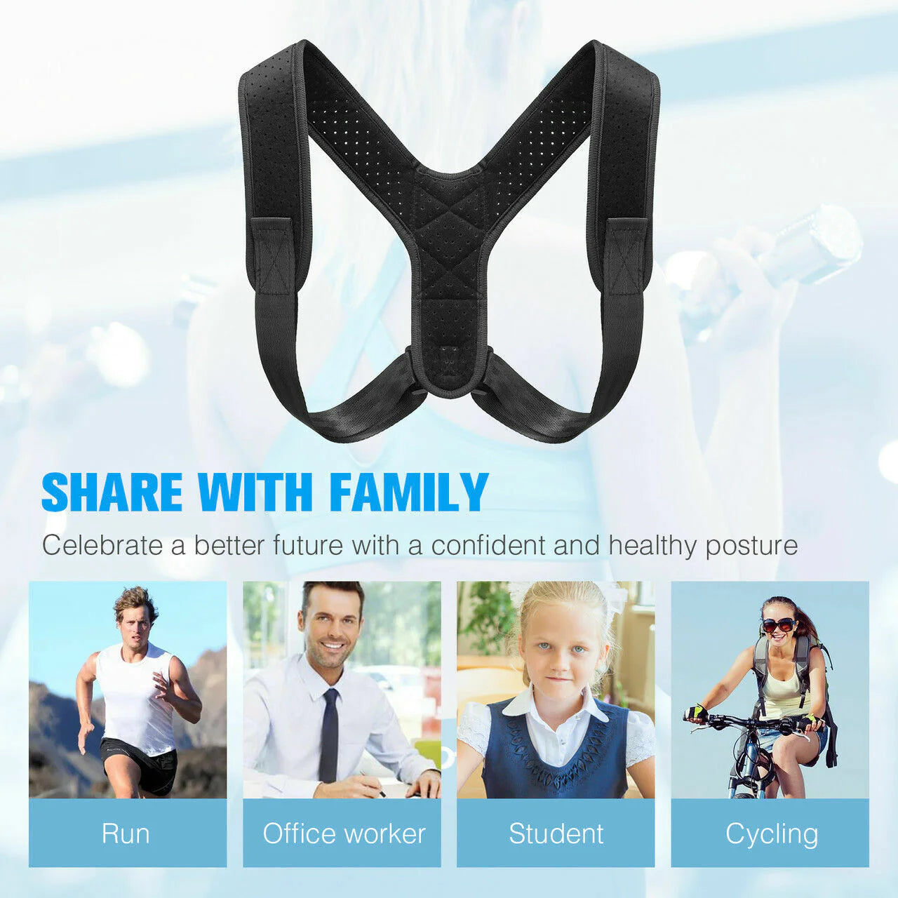 Men Women Adjustable Posture Corrector Back Straightener Support Shoulder Brace