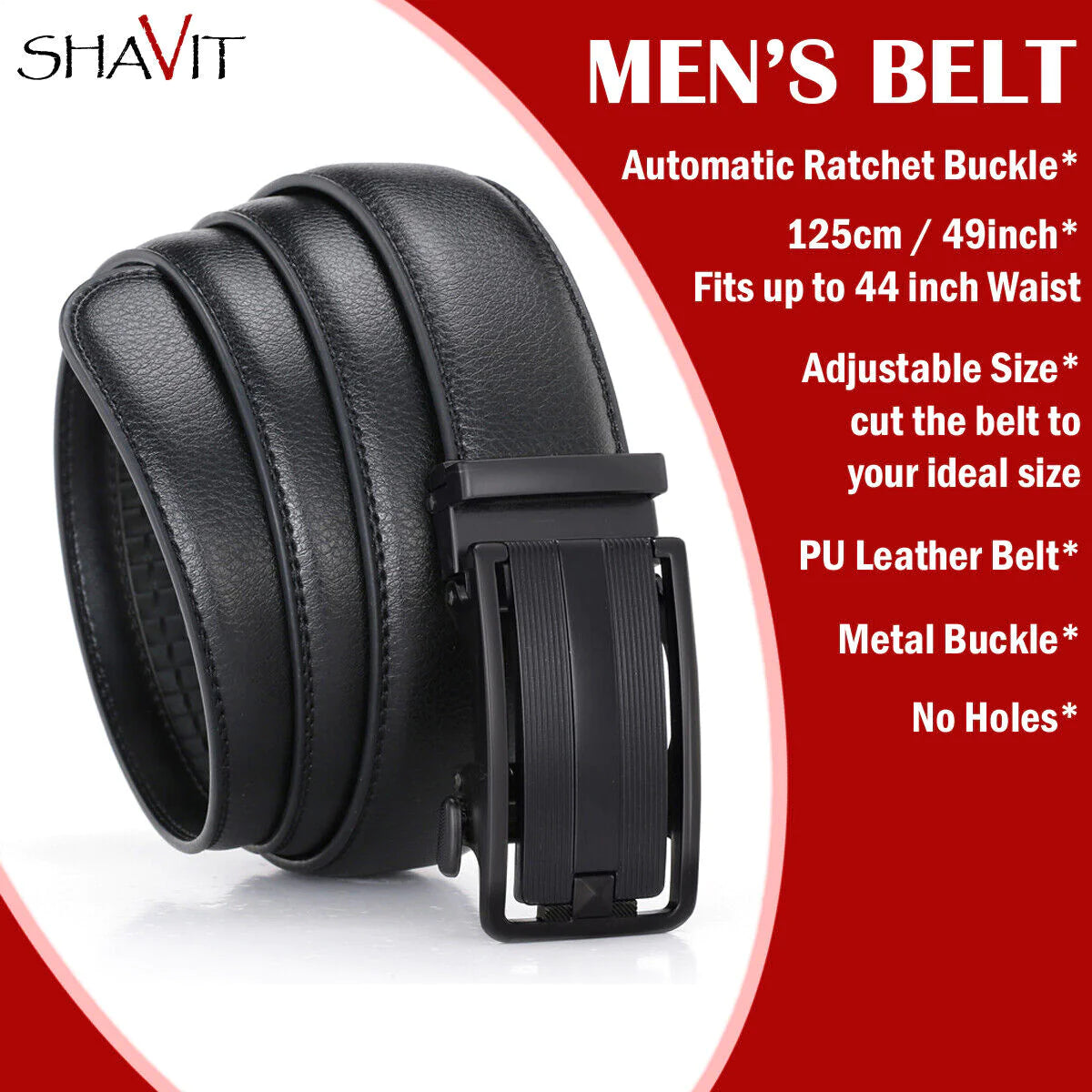 Microfiber Leather Mens Ratchet Belt Belts for Men Adjustable Automatic Buckle