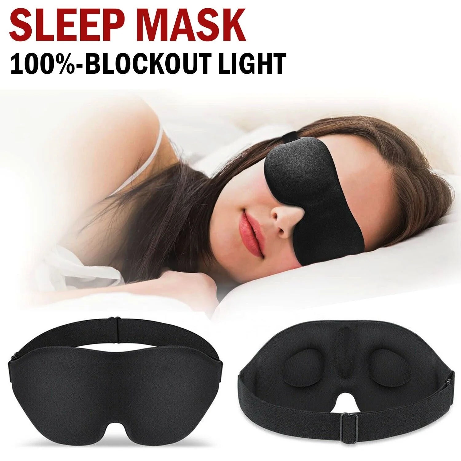 Premium 3D Sleep Mask for Men & Women Eye Mask for Sleeping Blindfold Travel Accessories