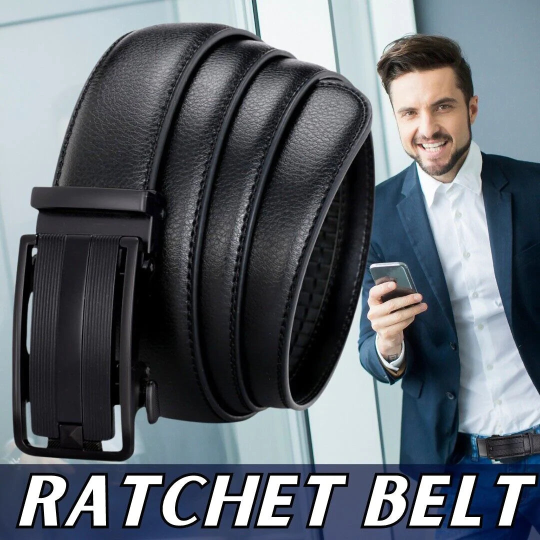 Microfiber Leather Mens Ratchet Belt Belts for Men Adjustable Automatic Buckle