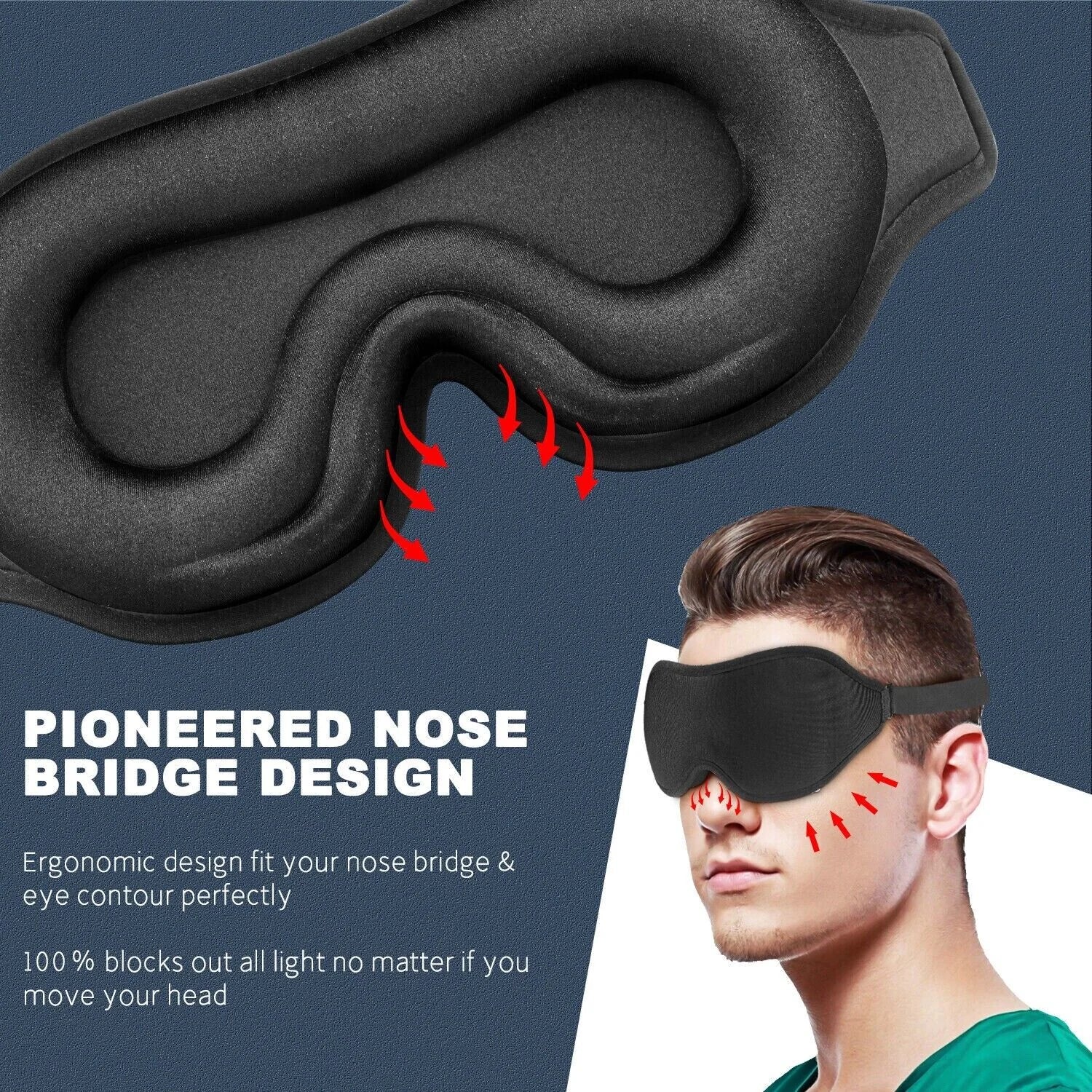 Premium 3D Sleep Mask for Men & Women Eye Mask for Sleeping Blindfold Travel Accessories